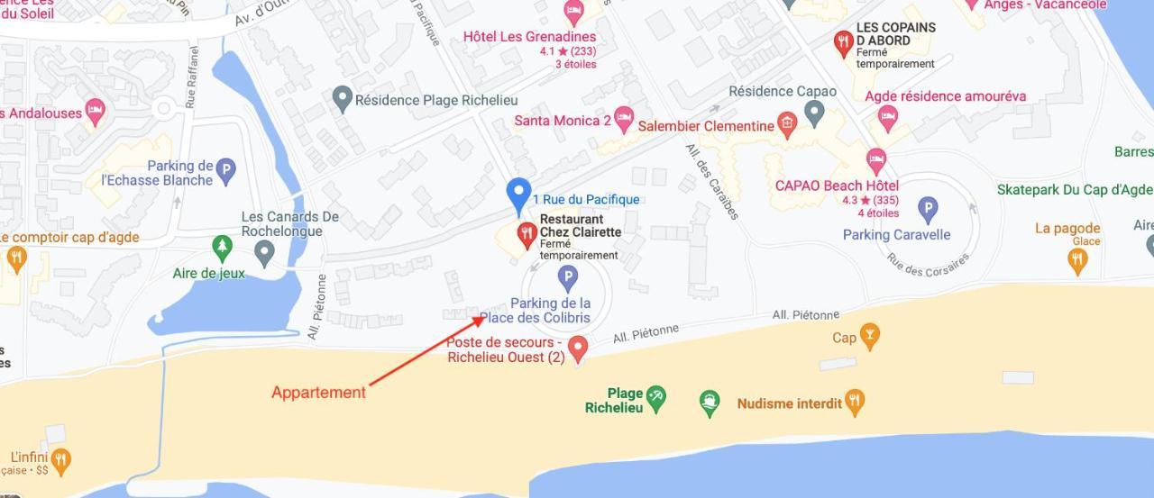 Les Maisons Sur La Plage, T2 Les Pieds Dans L'Eau 阿格德 外观 照片